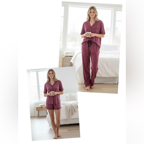 Rae Dunn Other - Rae Dunn 3 Pc Striped Wine Glass Pajama Set